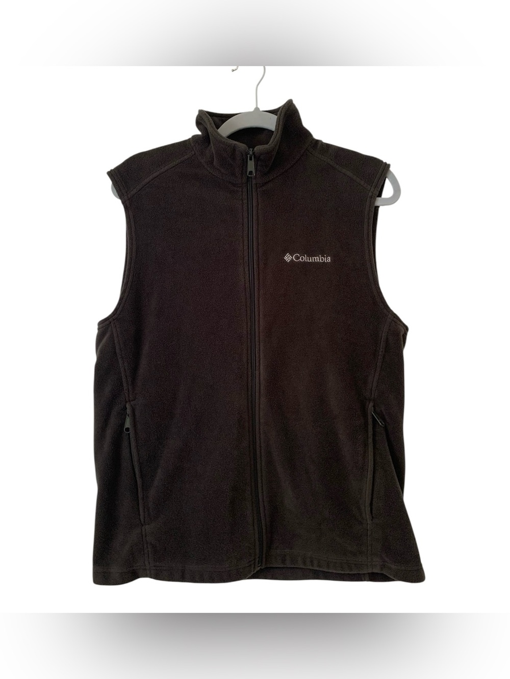 Columbia Gray Full Zip Fleece Vest Mens Medium M Outdoor Layering